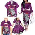 Australia Koala Family Matching Off The Shoulder Long Sleeve Dress and Hawaiian Shirt Christmas In July - Purple