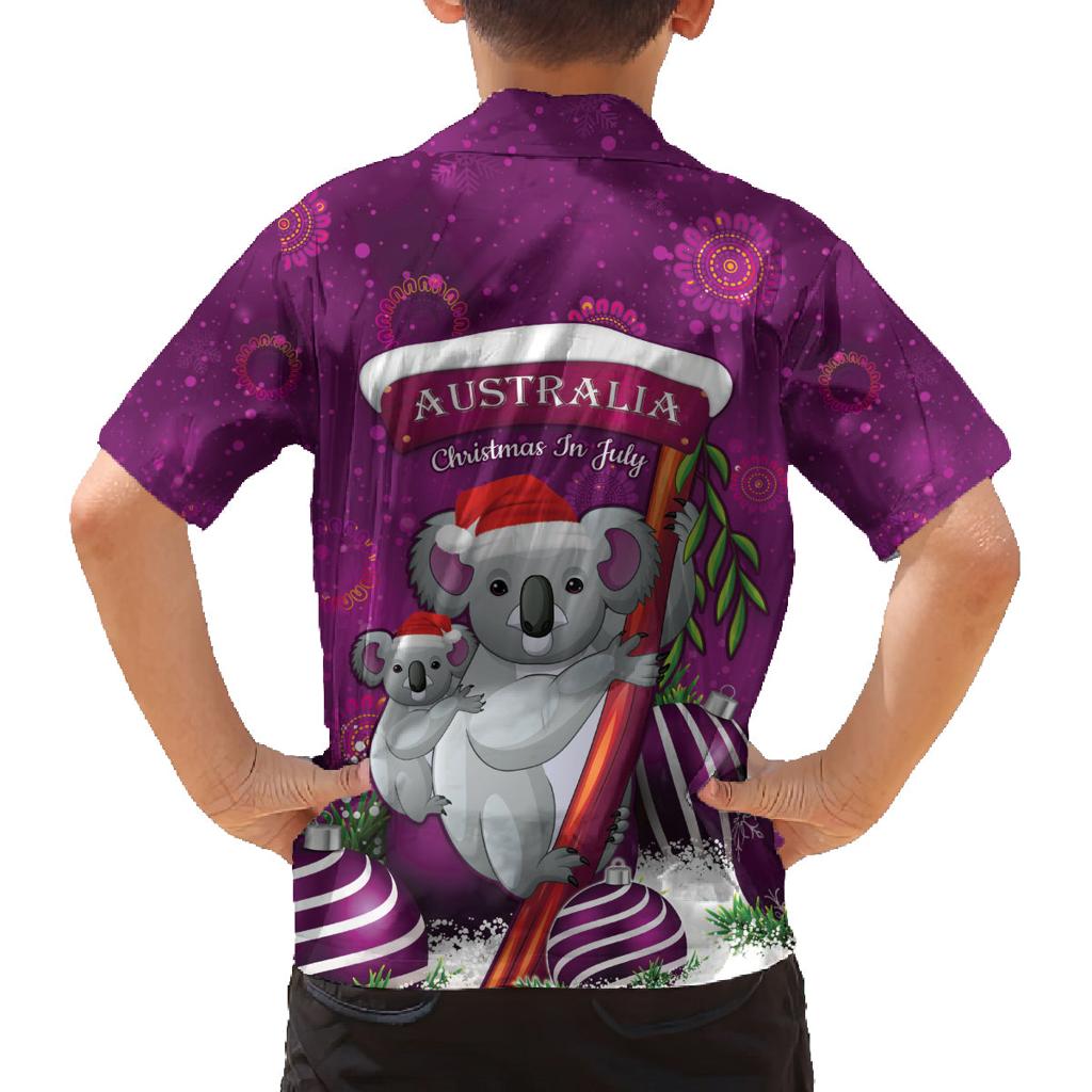 Australia Koala Family Matching Off The Shoulder Long Sleeve Dress and Hawaiian Shirt Christmas In July - Purple