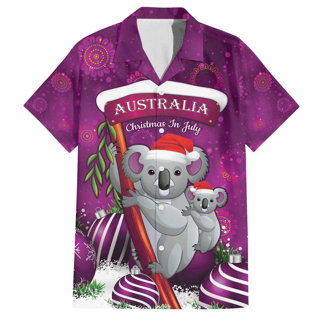 Australia Koala Family Matching Off The Shoulder Long Sleeve Dress and Hawaiian Shirt Christmas In July - Purple