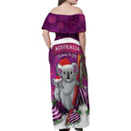 Australia Koala Family Matching Off Shoulder Maxi Dress and Hawaiian Shirt Christmas In July - Purple