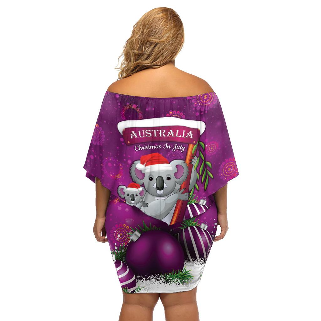 Australia Koala Family Matching Off Shoulder Short Dress and Hawaiian Shirt Christmas In July - Purple