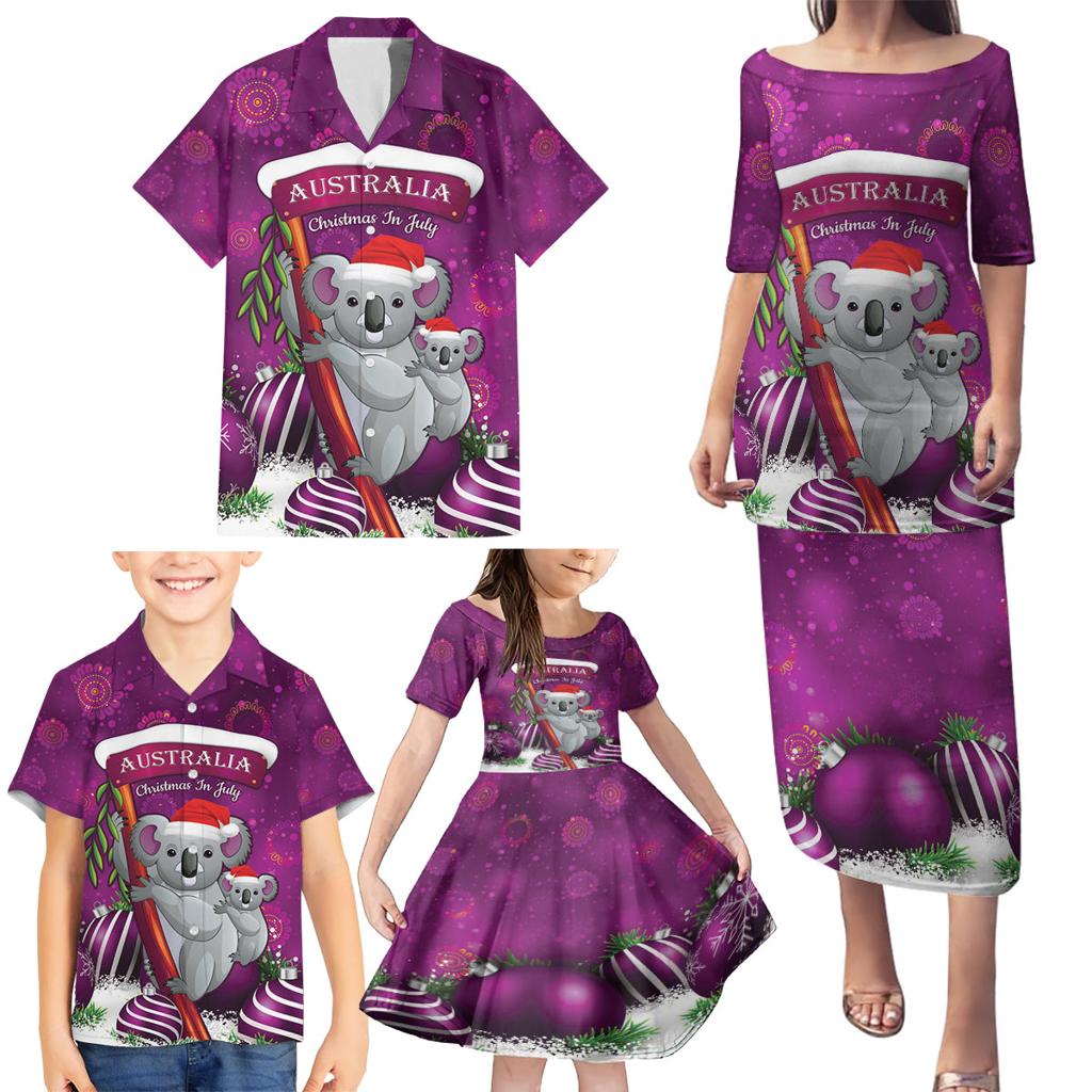 Australia Koala Family Matching Puletasi and Hawaiian Shirt Christmas In July - Purple