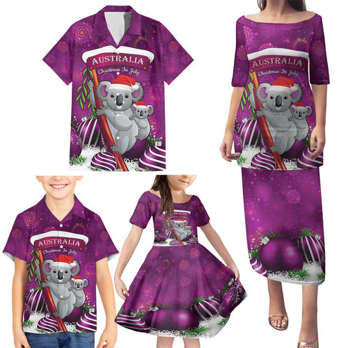 Australia Koala Family Matching Puletasi and Hawaiian Shirt Christmas In July - Purple