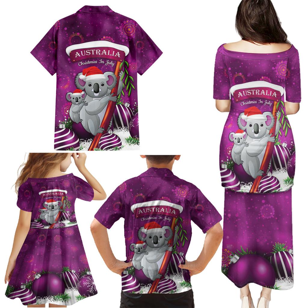 Australia Koala Family Matching Puletasi and Hawaiian Shirt Christmas In July - Purple