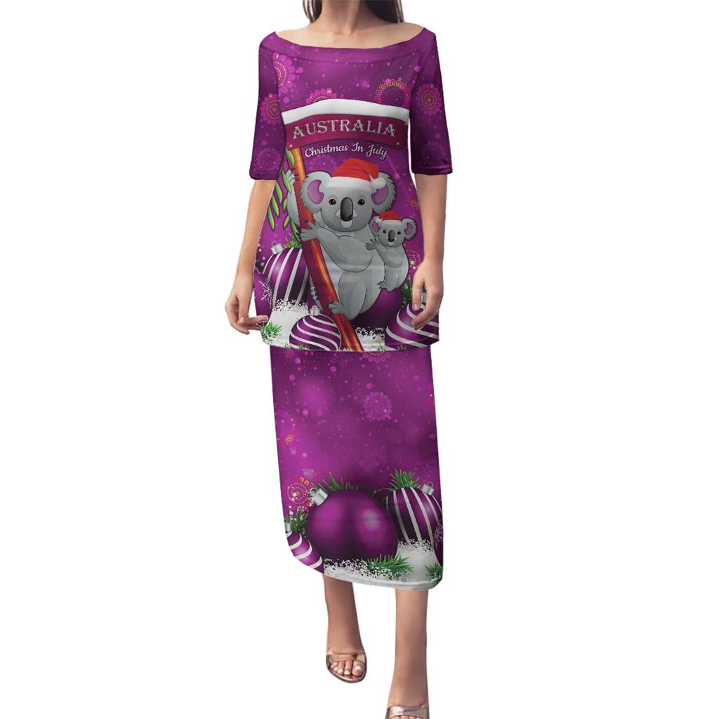 Australia Koala Family Matching Puletasi and Hawaiian Shirt Christmas In July - Purple