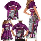 Australia Koala Family Matching Short Sleeve Bodycon Dress and Hawaiian Shirt Christmas In July - Purple