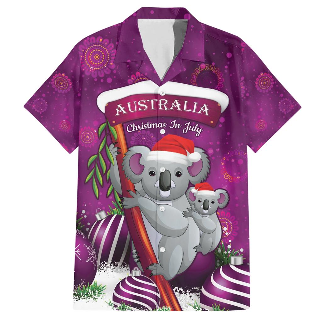 Australia Koala Family Matching Short Sleeve Bodycon Dress and Hawaiian Shirt Christmas In July - Purple