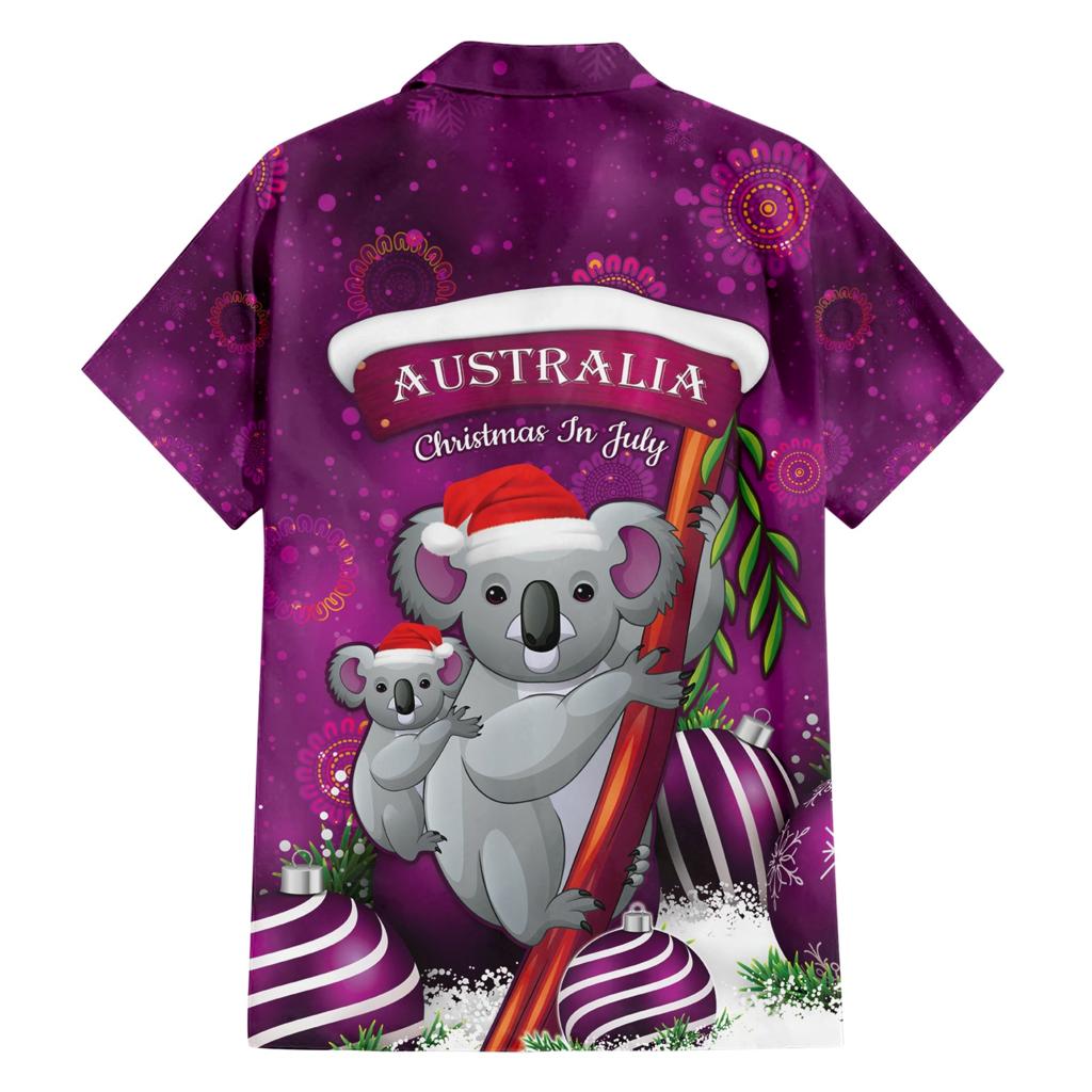 Australia Koala Family Matching Short Sleeve Bodycon Dress and Hawaiian Shirt Christmas In July - Purple