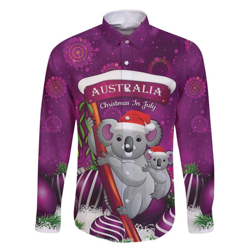 Australia Koala Family Matching Short Sleeve Bodycon Dress and Hawaiian Shirt Christmas In July - Purple