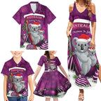 Australia Koala Family Matching Summer Maxi Dress and Hawaiian Shirt Christmas In July - Purple
