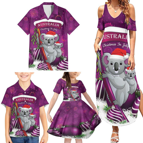 Australia Koala Family Matching Summer Maxi Dress and Hawaiian Shirt Christmas In July - Purple