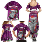 Australia Koala Family Matching Summer Maxi Dress and Hawaiian Shirt Christmas In July - Purple