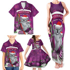Australia Koala Family Matching Tank Maxi Dress and Hawaiian Shirt Christmas In July - Purple