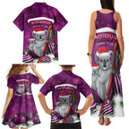 Australia Koala Family Matching Tank Maxi Dress and Hawaiian Shirt Christmas In July - Purple