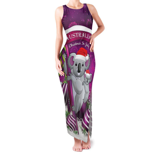 Australia Koala Family Matching Tank Maxi Dress and Hawaiian Shirt Christmas In July - Purple