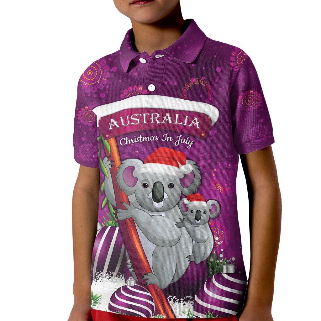 Australia Koala Kid Polo Shirt Christmas In July - Purple