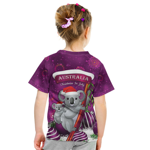 Australia Koala Kid T Shirt Christmas In July - Purple
