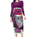 Australia Koala Long Sleeve Bodycon Dress Christmas In July - Purple