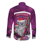 Australia Koala Long Sleeve Button Shirt Christmas In July - Purple