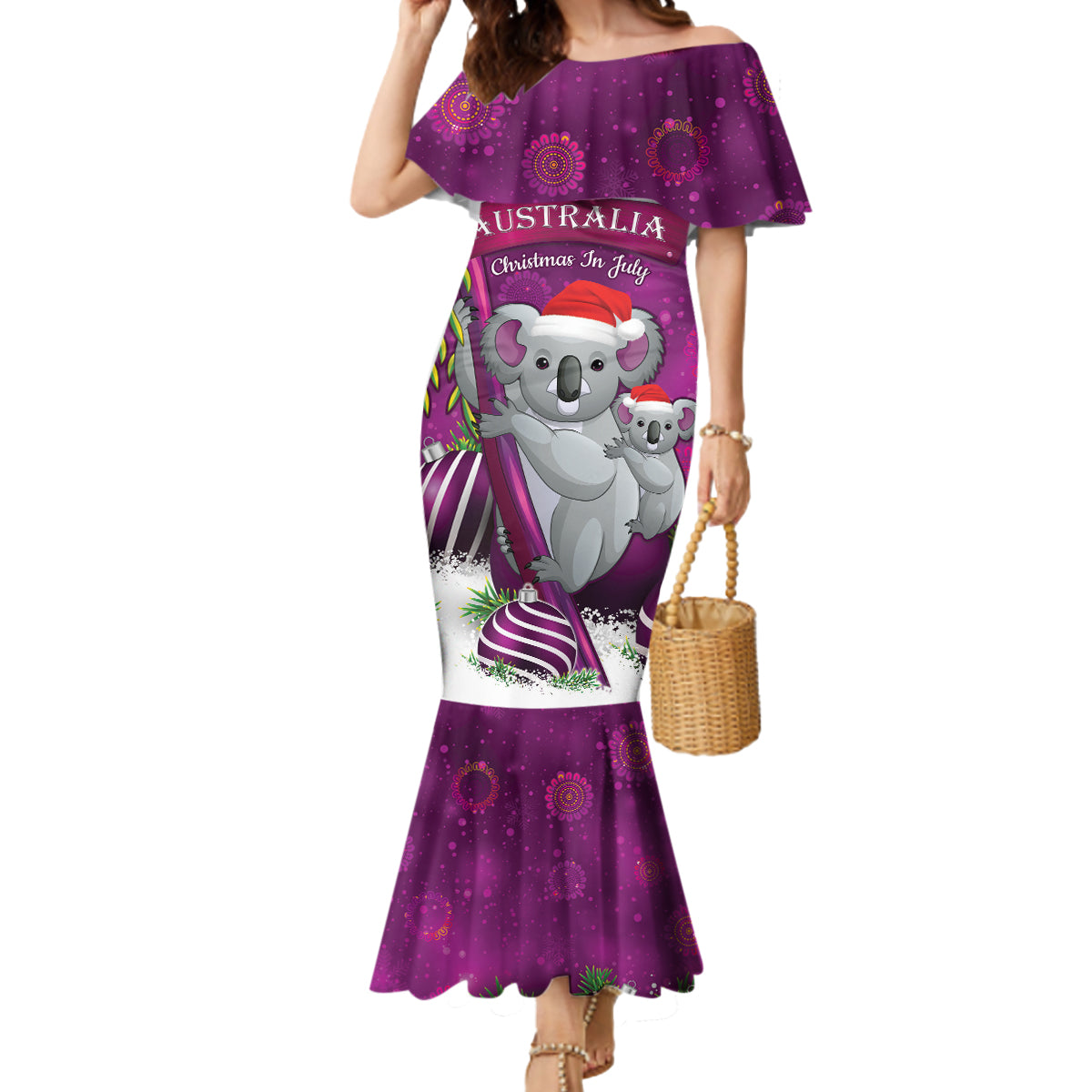 Australia Koala Mermaid Dress Christmas In July - Purple