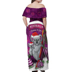 Australia Koala Off Shoulder Maxi Dress Christmas In July - Purple
