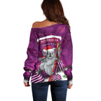Australia Koala Off Shoulder Sweater Christmas In July - Purple