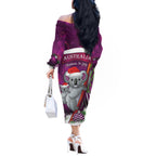 Australia Koala Off The Shoulder Long Sleeve Dress Christmas In July - Purple