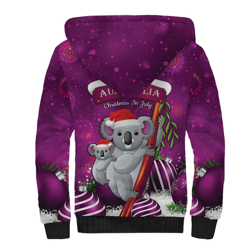 Australia Koala Sherpa Hoodie Christmas In July - Purple