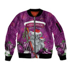 Australia Koala Sleeve Zip Bomber Jacket Christmas In July - Purple
