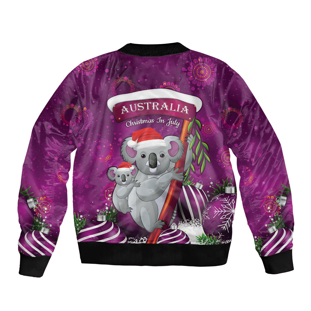 Australia Koala Sleeve Zip Bomber Jacket Christmas In July - Purple