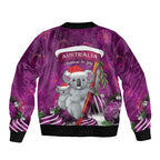 Australia Koala Sleeve Zip Bomber Jacket Christmas In July - Purple