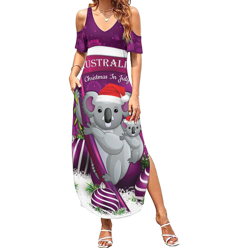 Australia Koala Summer Maxi Dress Christmas In July - Purple