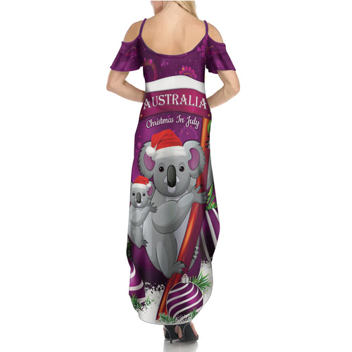 Australia Koala Summer Maxi Dress Christmas In July - Purple