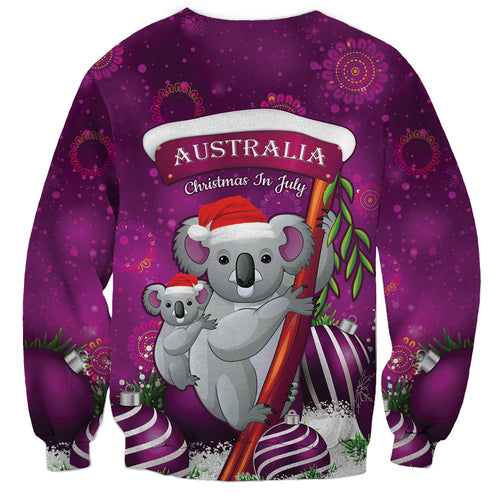 Australia Koala Sweatshirt Christmas In July - Purple