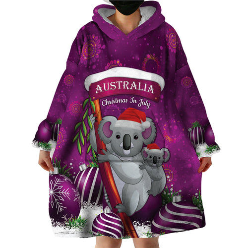 Australia Koala Wearable Blanket Hoodie Christmas In July - Purple