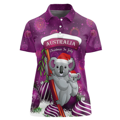 Australia Koala Women Polo Shirt Christmas In July - Purple