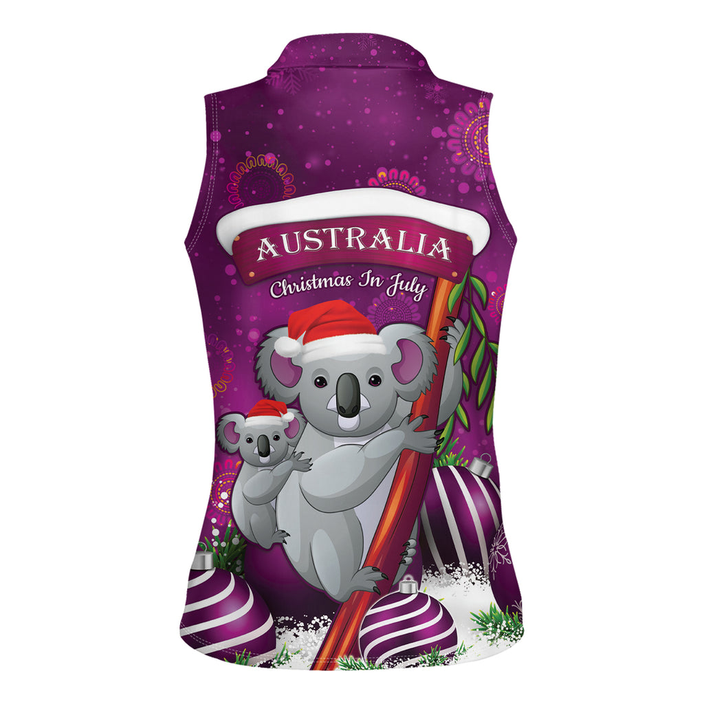 Australia Koala Women Sleeveless Polo Shirt Christmas In July - Purple