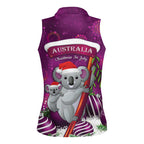 Australia Koala Women Sleeveless Polo Shirt Christmas In July - Purple