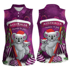 Australia Koala Women Sleeveless Polo Shirt Christmas In July - Purple