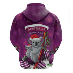 Australia Koala Zip Hoodie Christmas In July - Purple