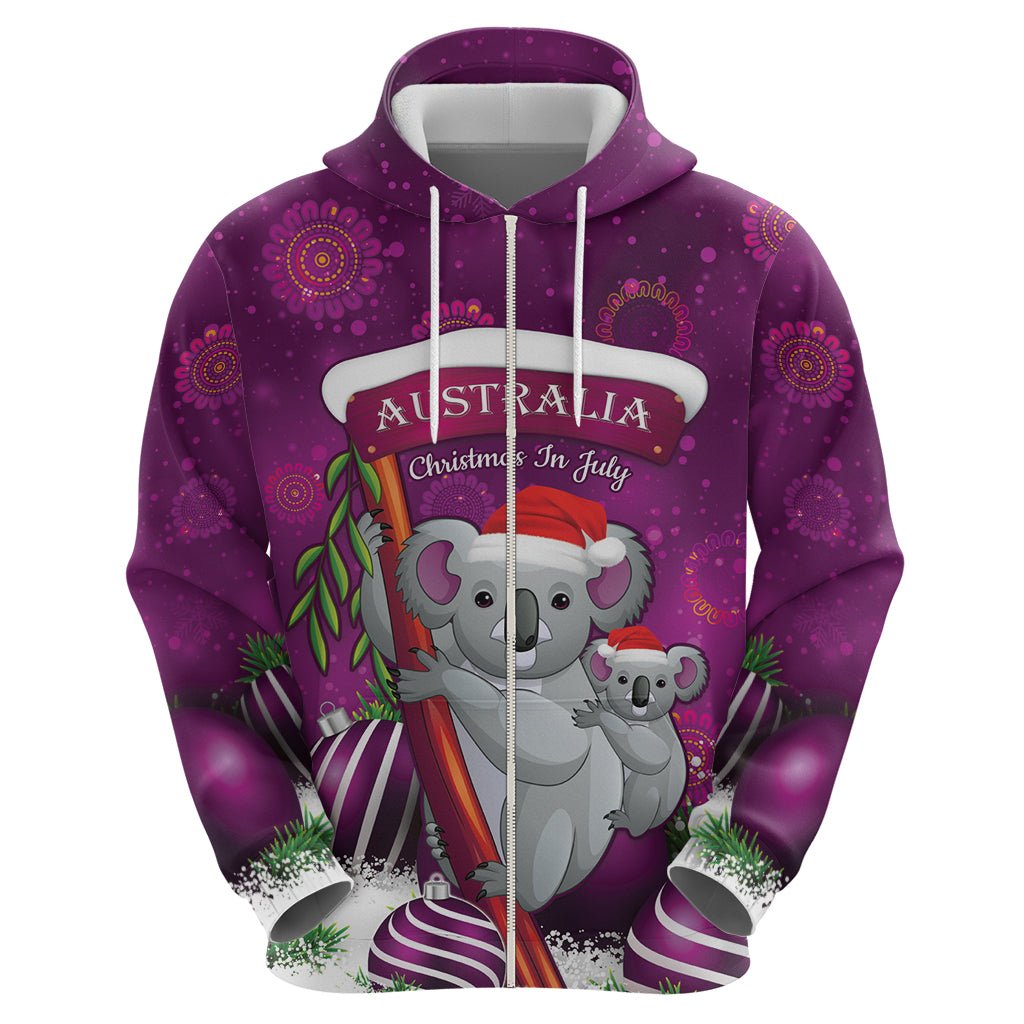 Australia Koala Zip Hoodie Christmas In July - Purple