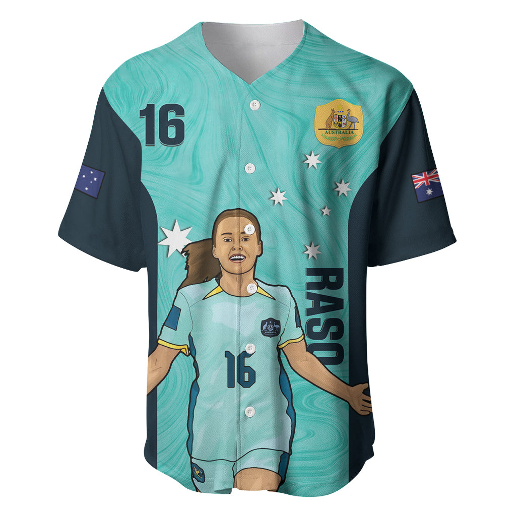 Australia Soccer Baseball Jersey Raso Matildas Turquoise Version