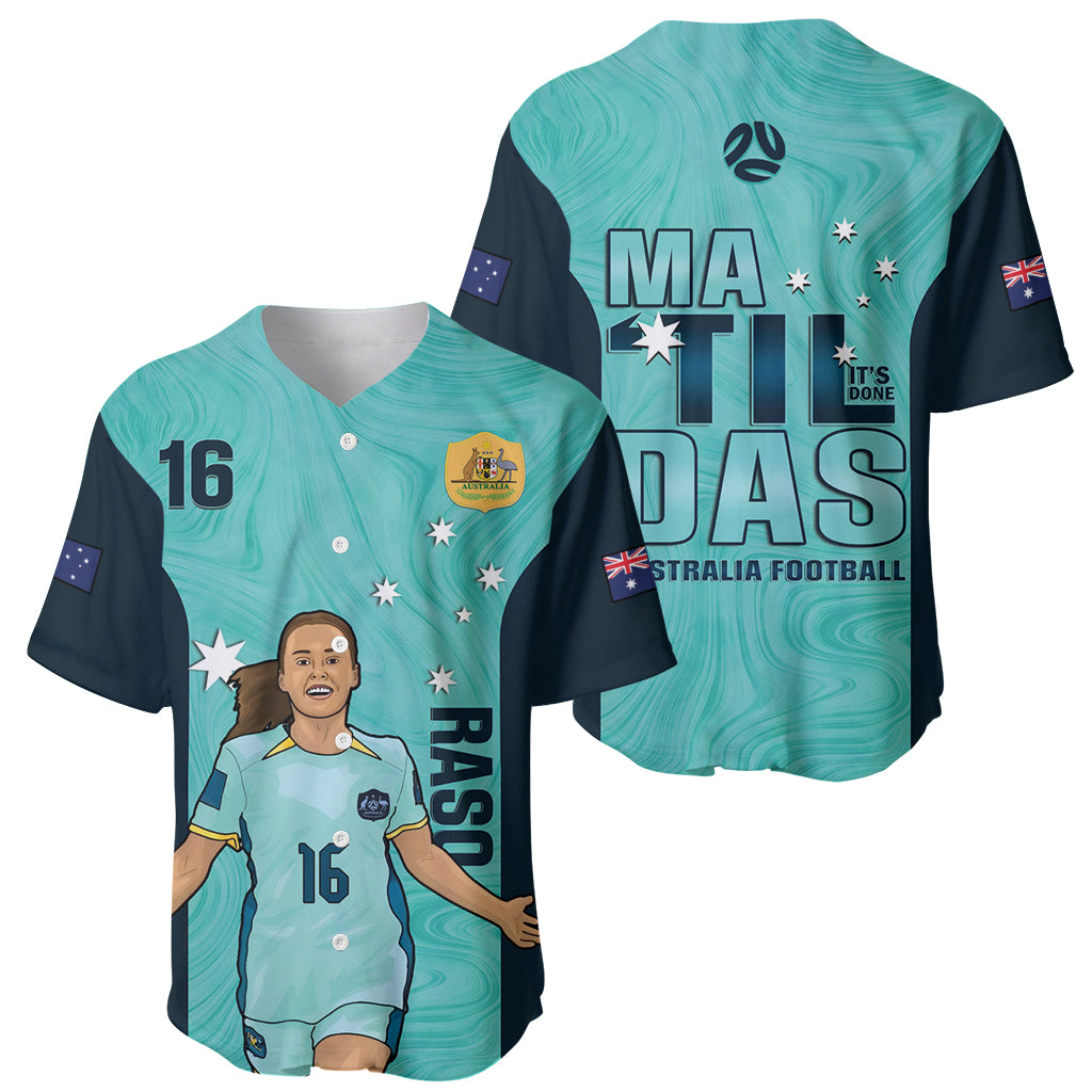 Australia Soccer Baseball Jersey Raso Matildas Turquoise Version