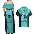 Australia Soccer Couples Matching Off Shoulder Maxi Dress and Hawaiian Shirt Raso Matildas Turquoise Version