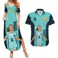 Australia Soccer Couples Matching Summer Maxi Dress and Hawaiian Shirt Raso Matildas Turquoise Version