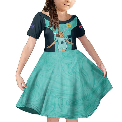 Australia Soccer Family Matching Mermaid Dress and Hawaiian Shirt Raso Matildas Turquoise Version