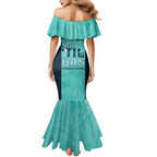 Australia Soccer Family Matching Mermaid Dress and Hawaiian Shirt Raso Matildas Turquoise Version