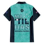 Australia Soccer Family Matching Off The Shoulder Long Sleeve Dress and Hawaiian Shirt Raso Matildas Turquoise Version