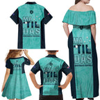Australia Soccer Family Matching Off Shoulder Maxi Dress and Hawaiian Shirt Raso Matildas Turquoise Version