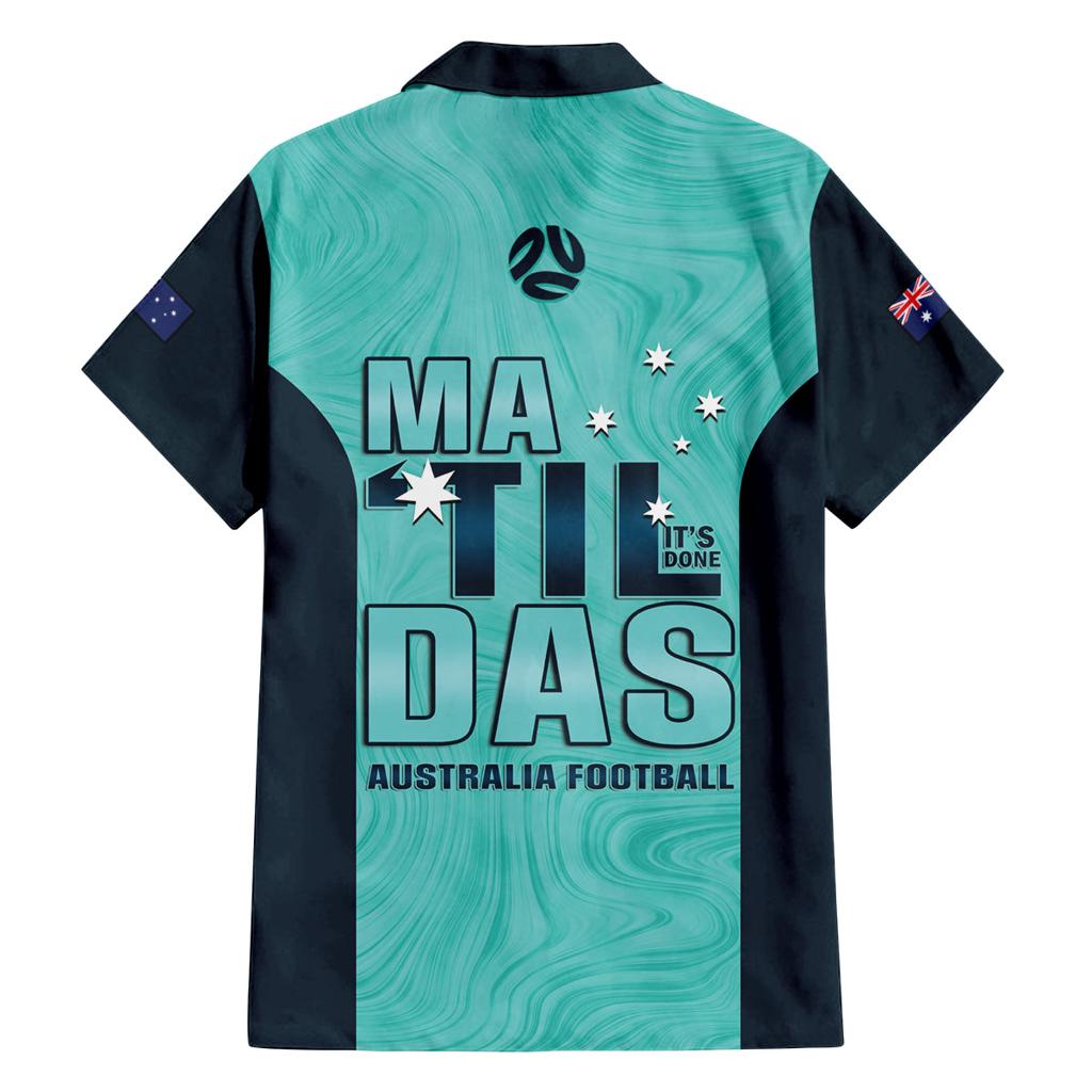 Australia Soccer Family Matching Off Shoulder Short Dress and Hawaiian Shirt Raso Matildas Turquoise Version